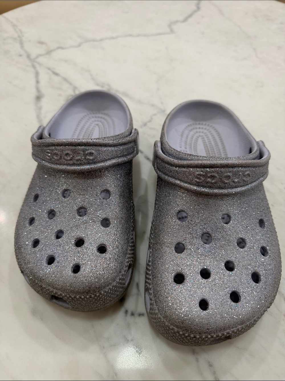 CROCS Kids Glitter Clogs - Gray Silver